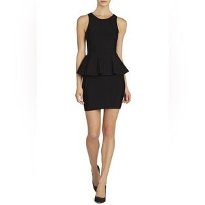 BCBG Maxazria Black Peplum Mini Dress Black M